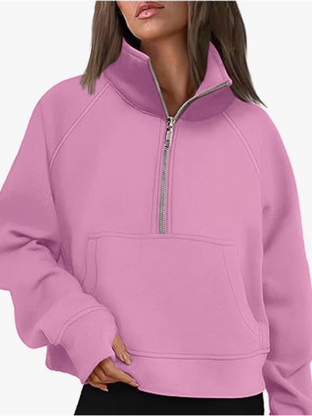 Cozy Zip-Front Pink Pullover Hoodie